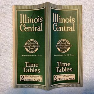 1939 Illinois Central Railroad Time Tables