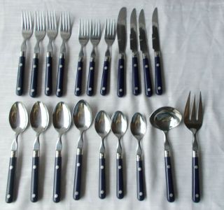 20 Washington Forge Mardi Gras Navy Blue Almost 4 Place Set Stainless Flatware