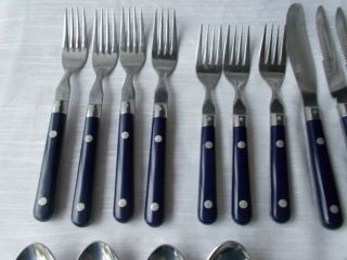 20 Washington Forge Mardi Gras NAVY BLUE Almost 4 Place Set Stainless Flatware 2