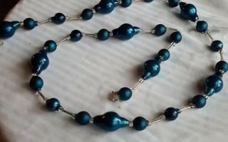 Vintage Mercury Glass Garland Beads Blue 34 "