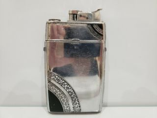 VINTAGE Evans Art Deco Cigarette Case & Lighter Silver Tone 4.  5 