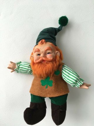 Dakin St Patricks Irish Leprechaun Gnome 1984 Plush With Plastic Face