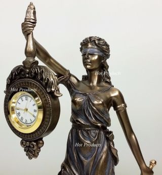 Blind Lady Justice Desk / Table Clock Lawyer Attorney Gift Statue La Justicia