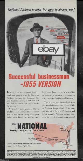 National Airlines Successful Businessman 1955 Version Dc - 7 Airline Of Stars Ad
