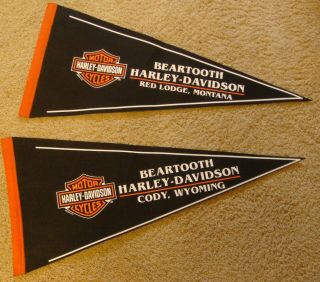 Vintage 2004 Harley - Davidson Dealership Pennants " Beartooth " Wyoming Mt
