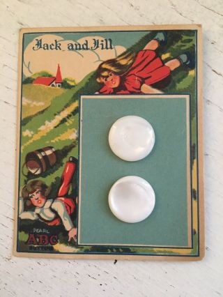 Vintage Abc Jack And Jill Pearl Button Card With Graphics Mop Sewing