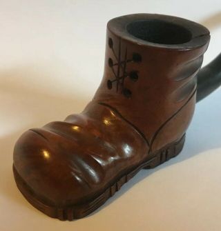 Antique Smoking Pipe Carved Boot