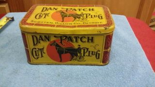 Vintage Dan Patch Cut Plug Tobacco Tin Scotten,  Dillon Co.  Detroit