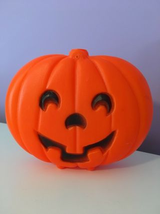 Vintage Blinky Lighted Pumpkin Window Blow Mold Halloween Decoration Thin