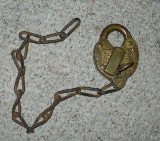 Baltimore & Ohio B&o Rr F.  S.  Hdw Brass Lock With B&o Key