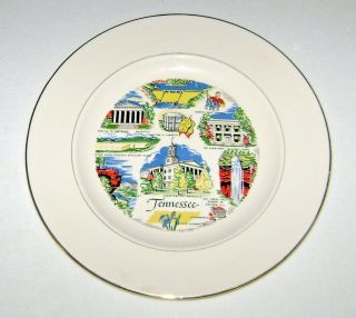 Vintage 1970 Tennessee Souvenir State Collector Plate By Homer Laughlin