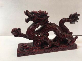 Red Chinese Feng Shui Dragon Figurine Statue For Luck & Success 6 " Long