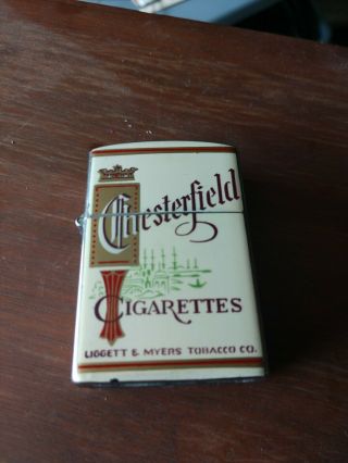 Vintage Art Deco Continental Chesterfield Cigarettes Pocket Lighter Unlit