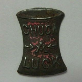 Vintage Chuck A Luck Indian Plug Chewing Tobacco Tin Tag Antique Advertising