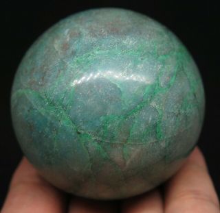 57mm 9.  2oz Natural Blue Chrysocolla Crystal Sphere Ball