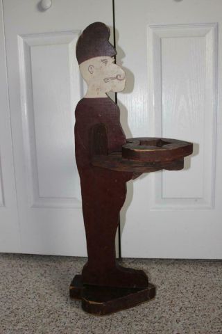 Rare Vintage Folk Art Figural Wooden Smoking Stand " Popeye " Dated 2/13/1945