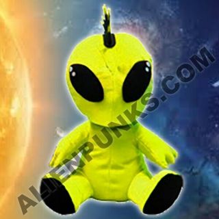 Yellow Plush Punk Alien With Mohawk Stuffed Toy Yellow