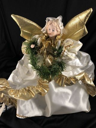 Vintage Animated Angel Christmas Tabletop Or Tree Topper 12” Switch On Chord