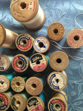 60 Vintage Wooden Spools of Thread From Coats & Clark,  Corticelli,  PJ Coats Etc 4