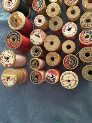 60 Vintage Wooden Spools of Thread From Coats & Clark,  Corticelli,  PJ Coats Etc 7