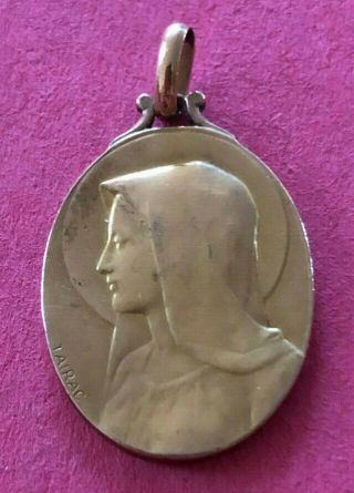 Antique Catholic Religious Holy Medal / Notre Dame Lourdes / Tairac / Gold Tone