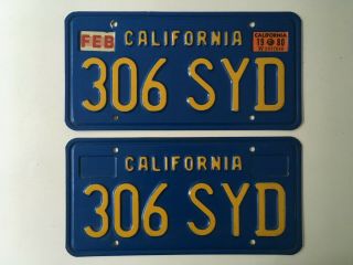 1980 California Blue License Plate Pair Plates 1970 
