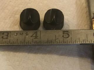 2 Vintage Plastic Tube Radio Knobs 3/4 In.  Dia.  Black 1/4 Shaft With Set Screw