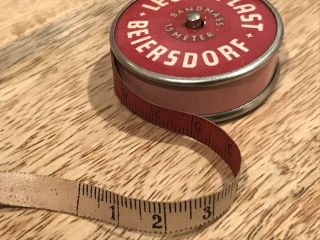 Antique Luekoplast Beiersdorf Celluloid Pocket Sewing Tape Measure,  Advertising.