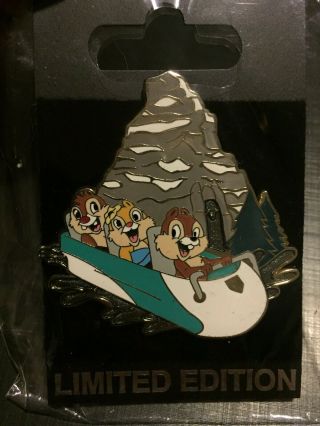Disney Le 200 Wdi Matterhorn Ride Chip Dale Pin Attraction Htf Bobsled Toboggan