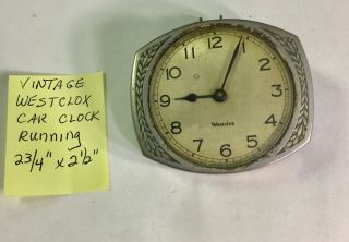 Vintage Westclox Car Clock Running 2 3/4 By 2 1/2