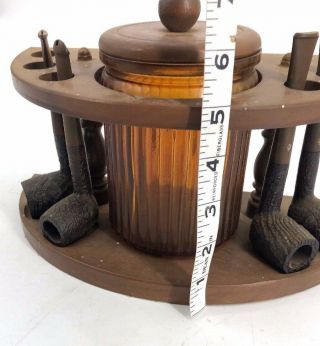 Vintage Tobacco Pipe Stand With Four Pipes And Jar Antique 3