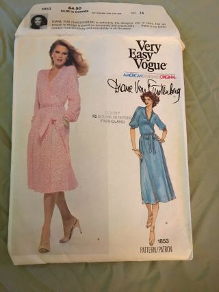 Vintage Diane Von Furstenberg Very Easy Vogue Wrap Dress Pattern 1853 Size 14