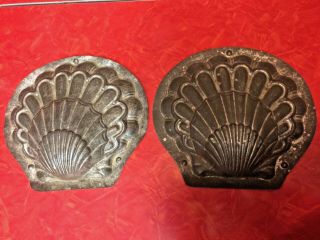 Vintage/antique Large Sea Shell Chocolate Candy Molds 2 Halves Not Matched