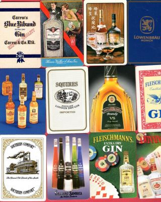 12 Single Swap Playing Cards Ads For Liquor Brandy Gin Whisky Beer Some Vintage