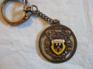 Vintage German Gelnhausen Enamel Shield Key Chain Keychain Silver Plated