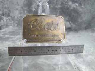 Vtg Collectible Early Coors Beer Solid Brass Belt Buckle