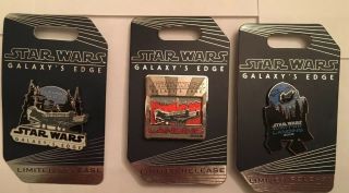Disneyland Star Wars Galaxys Edge Opening Day Limited Release Pins Le Set Of 3