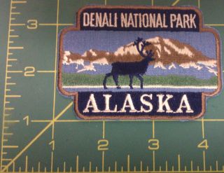 Embroidered Alaska Patch - Denali National Park Design - Caribou By Mountain
