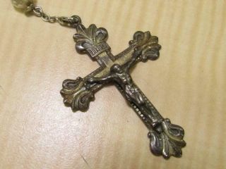 Vintage Catamore Sterling Silver Religious Rosary Aurora Borealis Beads 2