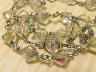 Vintage Catamore Sterling Silver Religious Rosary Aurora Borealis Beads 4