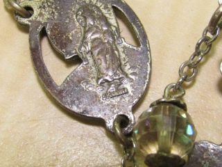 Vintage Catamore Sterling Silver Religious Rosary Aurora Borealis Beads 7