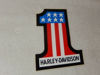 Vintage Harley Davidson American Flag Number One 1 Decal Sticker 7 " X5.  5