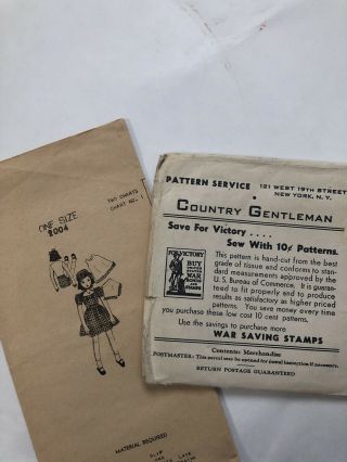 Vintage Sewing Pattern 1940s Doll Country Gentleman Mail Order Wwii War Bond Ad
