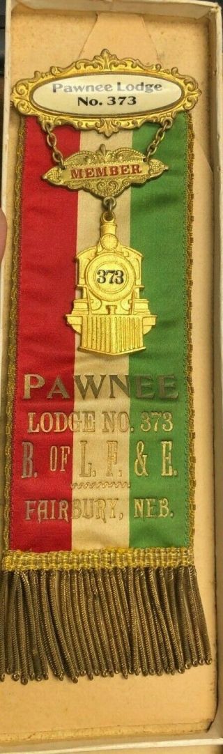 Rare 1886 Brotherhood Locomotive Firemen Enginemen Fairbury,  Ne Ribbon Badge