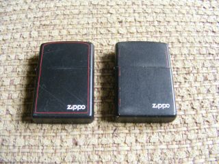 2 Vintage Zippo Lighters In Black Matte Case