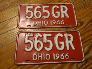 1966 Ohio License Plate 565 Gr Pair.  565,  Cutlass,  Oldsmobile,  Hurst Olds W30