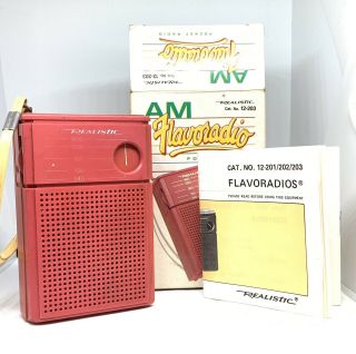 Radio Shack Flavoradio Realistic 12 - 203 Pink Am Transistor Radio Vintage W/ Box