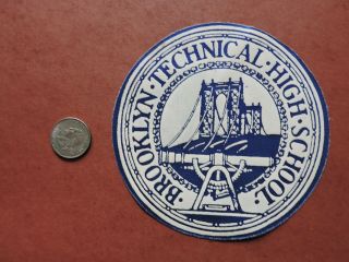 Large Vintage Brooklyn Technical High School Patch Ny Shows Bridge L@@k