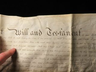 Large Antique Vellum Document: Last Will & Testament Of William Hodshon 1809