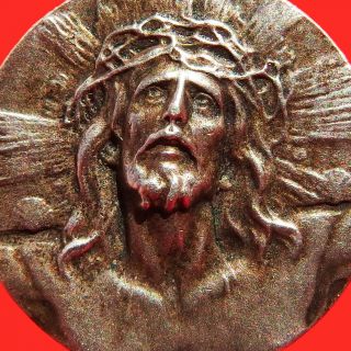 Rare Holy Christ Of Limpias Silver Medal Old Jesus Face Religious Charm Pendant